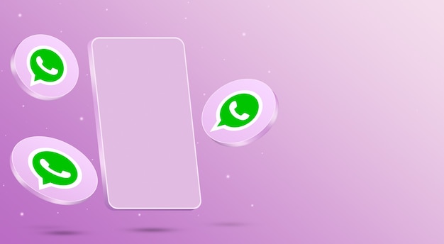 Foto whatsapp-symbole mit handy 3d-rendering