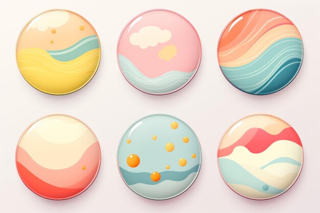 Whimsical Abstract Pastel Badge Set Uma deliciosa coleção vetorial em uma proporção de 32 aspectos