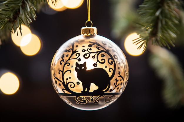 Whisker Wonderland Natal Ornamento de Gato Extravagância