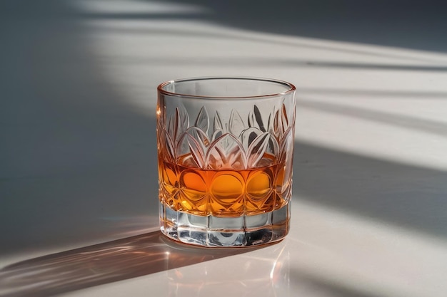 Whiskey elegante en vaso de cristal