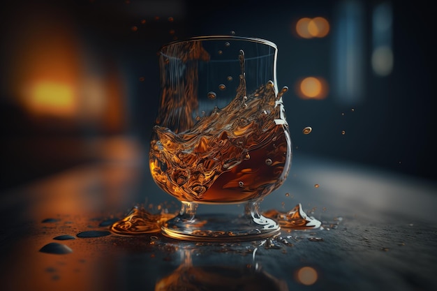 Foto whiskey-glas-brandy flasche whiskey mit eis glas scotch und eis sitzt auf einem rustikalen whiskey-fass altmodischer cocktail-klassiker bourbon und bitterfässer