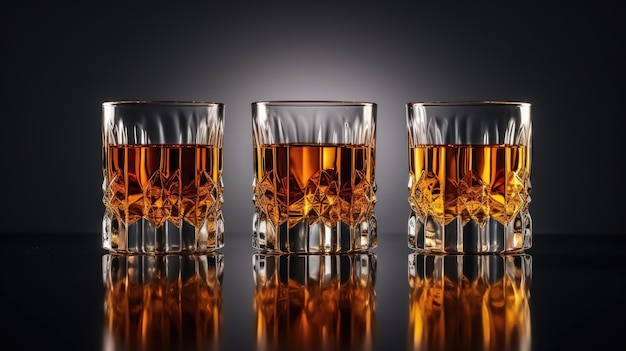 Whiskey-Schnapsgläser feiern mit Toast und Jubel, indem Sie isoliert Bourbon und Whiskey schlürfen