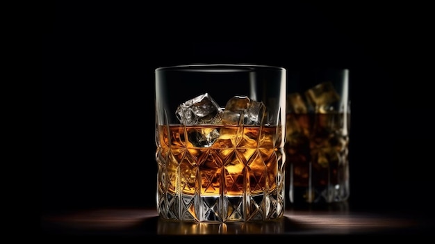 Whisky con hielo con cubitos de hielogenerativo ai