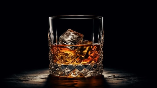 Whisky con hielo con cubitos de hielogenerativo ai