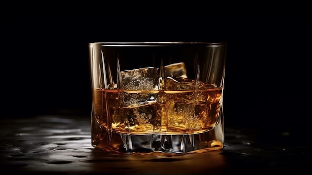 Whisky con hielo con cubitos de hielogenerativo ai