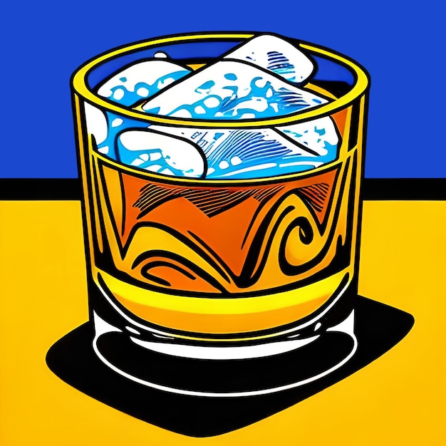 Whisky mit Eiswürfeln im Glas