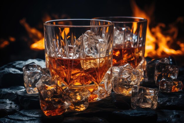 Whisky Scotch Brandy stark aromatisiertes alkoholisches Getränk Gerste, Roggen, Weizen oder Mais können zur Herstellung von Whisky verwendet werden Luxusalkohol ein Getränk zur Entspannung Kreative Fotobannerwerbung