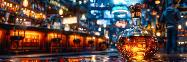 Whiskyflaschen, die von warmem Licht beleuchtet werden, symbolisieren Luxus und Raffinesse in modernen Bars