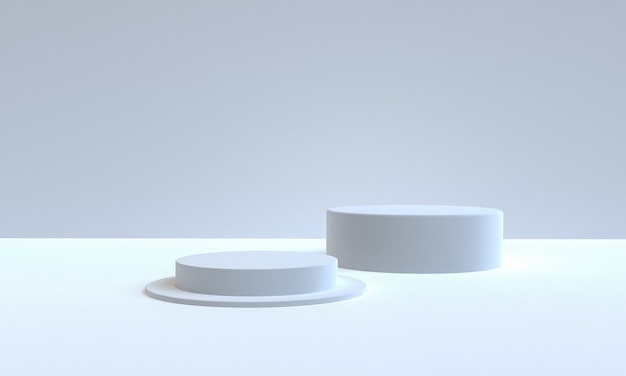White Abstack Plattformprodukte im minimalistischen Stil, 3D Rendring