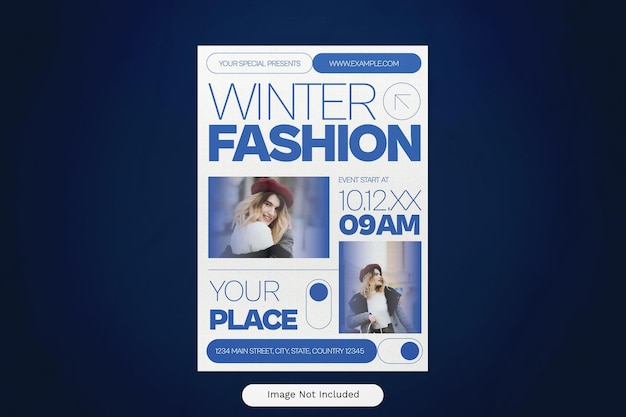 White Blue Utilitarian Venda de Moda de Inverno Flyer de Mídia Social