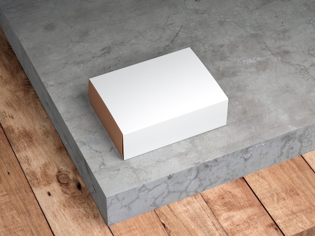 White Box Mockup em concreto, renderização em 3d