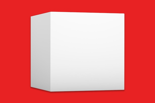 White-Box-Modell auf rotem Hintergrund isoliert