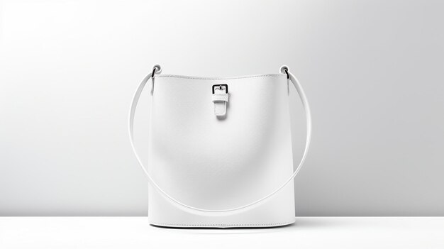 Foto white bucket bag isolado em fundo branco com espaço de cópia para publicidade