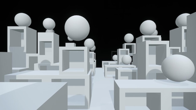 White Cube Geometrie Hintergrund 3D-Render