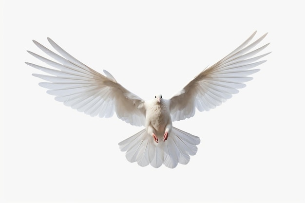 White Dove freedom Wings of Liberty lados estão voando isolados em fundo branco T Generative AI