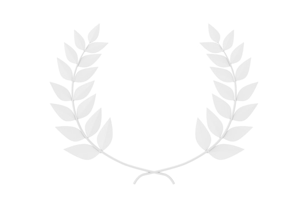 White Laurel Wreath Winner Award im Ton-Stil auf weißem Hintergrund. 3D-Rendering