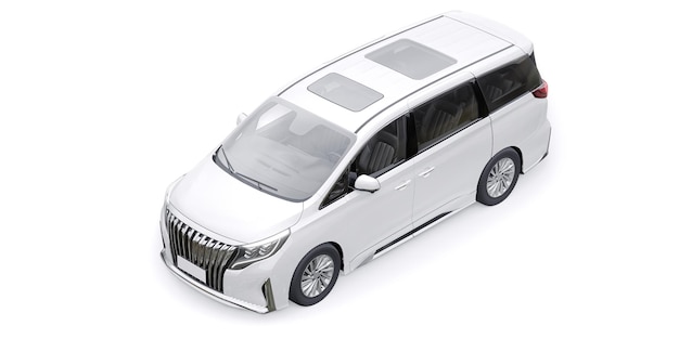 White Minivan family city car Premium Business Car 3D ilustración