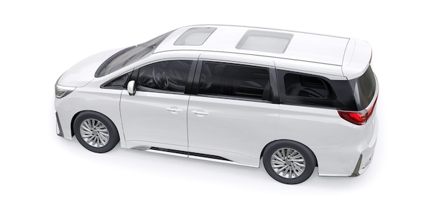 White Minivan family city car Premium Business Car 3D ilustración