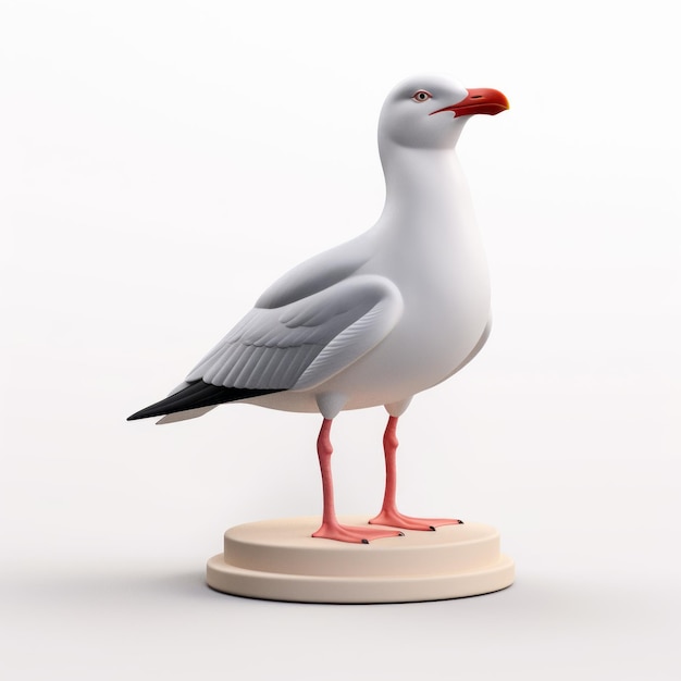 White Seagull 3d Logo Lindo estilo de pintura en miniatura en alta definición