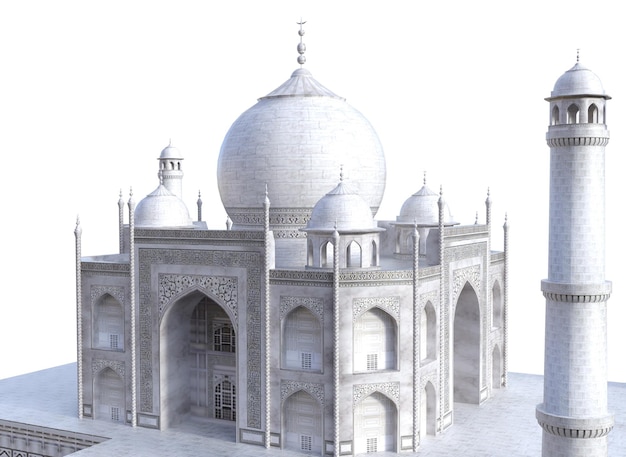 White taj mahal construindo famoso marco da índia 3d illustration