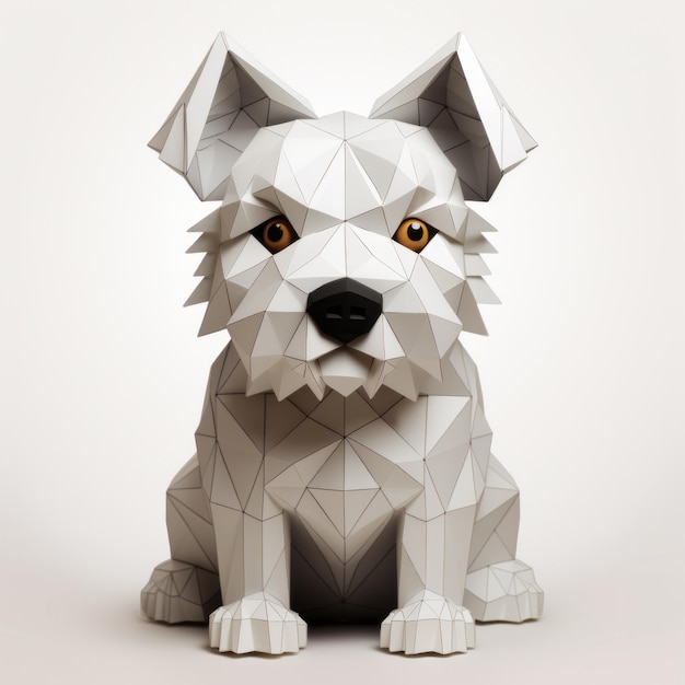 White Terrier, um cão Low Poly em estilo modular de construtivismo