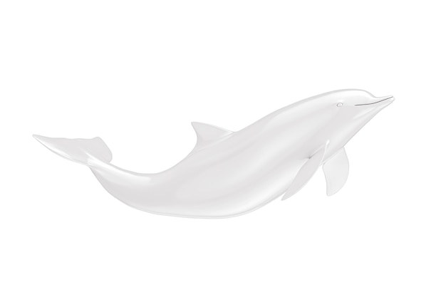 White Tursiops Truncatus Ocean oder Sea Bottlenose Dolphin im Clay Style auf weißem Hintergrund 3D-Rendering