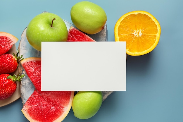 Whitepaper-Mockup, angereichert mit frischem Obst, schafft ein visuelles Fest mit gesundem Design und Lebendigkeit