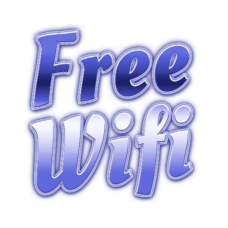 Foto wi-fi libre azul neón png tipografía de palabras