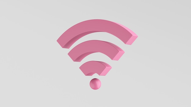 Wi-Fi-Symbol, rosa Form. Abstrakte Abbildung, 3d übertragen.