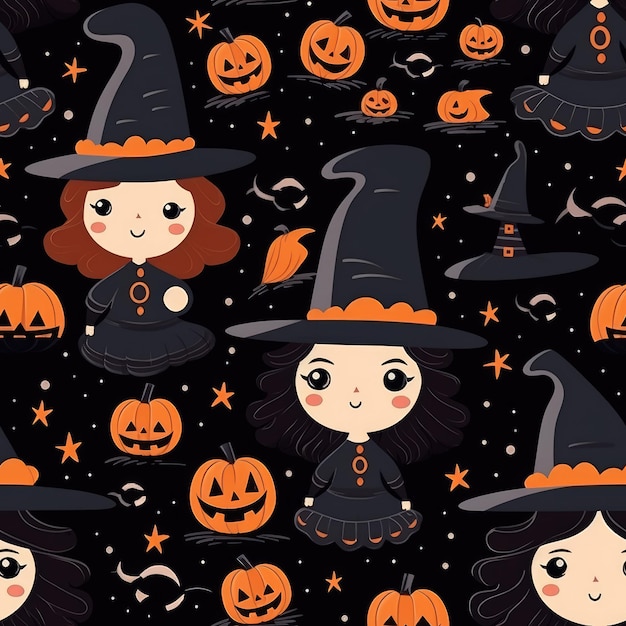 Wickedly Enchanting Wallpaper Vector Patrón de bruja de Halloween