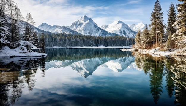 Wiederbelebung der Kiefern im Eibsee im Winter