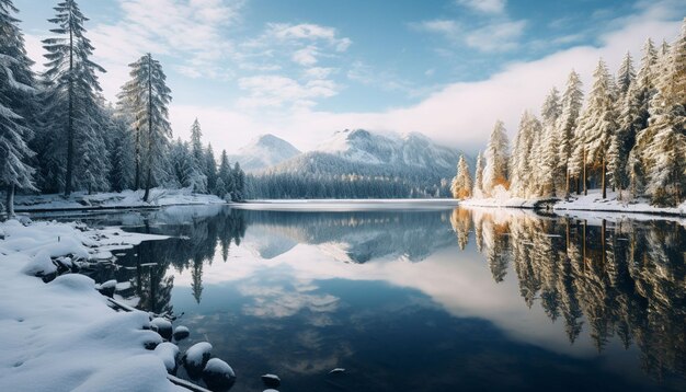 Wiederbelebung der Kiefern im Eibsee im Winter