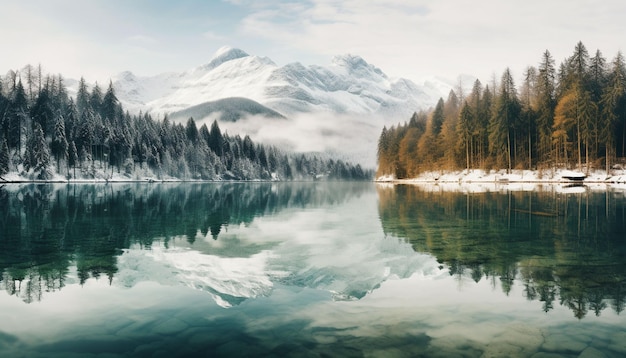 Wiederbelebung der Kiefern im Eibsee im Winter