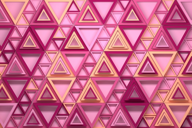 Wiederholtes Dreiecksmuster in rosa und gelben Farben