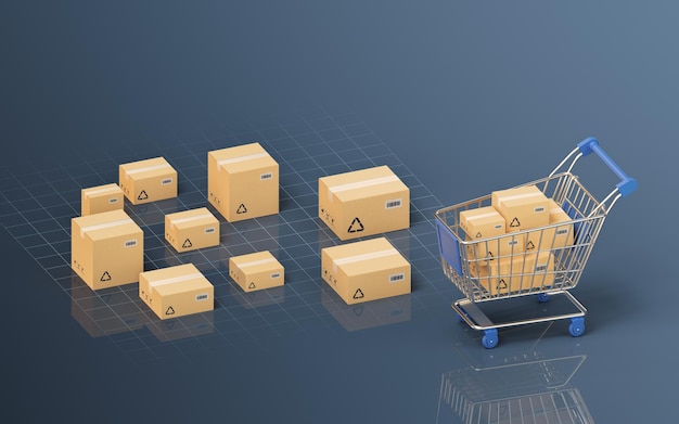 Wiederverwertbare Kisten und Logistiktransport 3D-Rendering