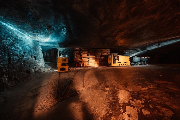 Foto wieliczka polonia 24 de octubre de 2021 capilla de san kinga en la mina de sal de wieliczka cerca de cracovia inaugurada en el siglo xiii la mina producía sal de mesa corredor subterráneo en la mina de sal de wieliczka añadir ruido