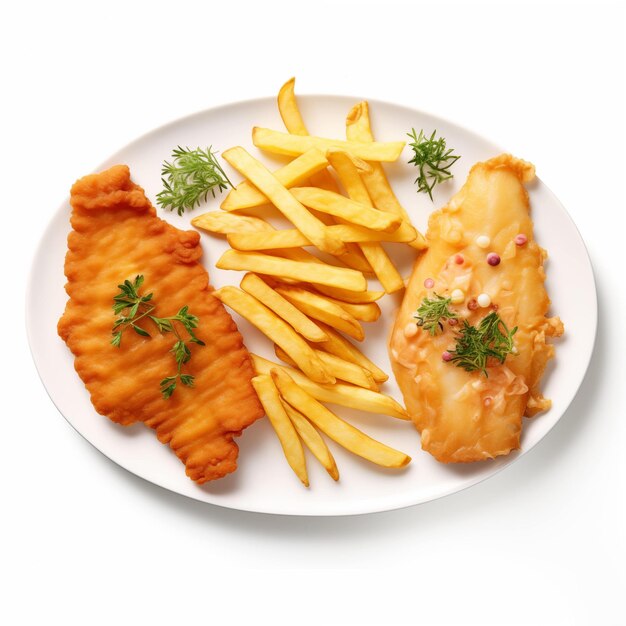 Foto wiener schnitzel mit pommes frites für ein tolles abendessen