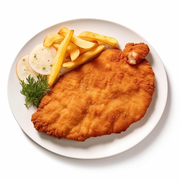 Foto wiener schnitzel mit pommes frites für ein tolles abendessen