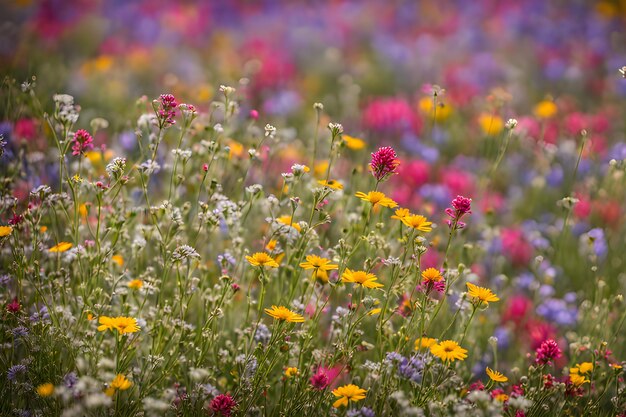 Wiesenblumen im Landschaftsformat eignen sich als Wanddekoration Foto Spielplatz KI-Plattform