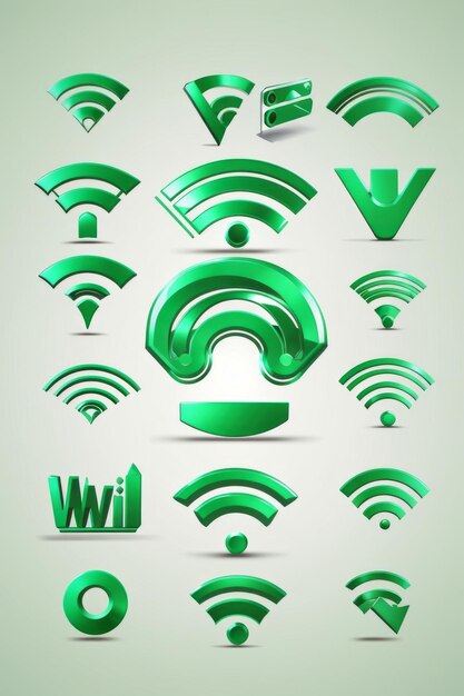 Foto wifi logo vectorgreen color pegatinas vectoriales 3d set vector de fondo blanco para presentación