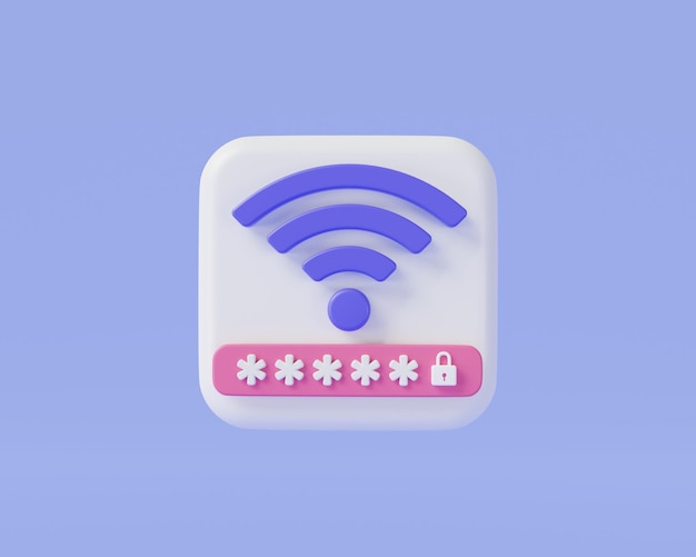 Foto wifi mit passwort-symbol auf pinkfarbenem hintergrund wireless internet wifi-symbol wireless-schutz wifi-zone wifi-verbindung wifi-sicherheit wifi-zugangskonzept 3d minimale darstellung