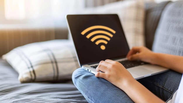 Wifi-Netzwerk Internetverbindung Symbol Logo Cyber-Geschwindigkeit Hotspot moderner Weltraumdienst Kontakt