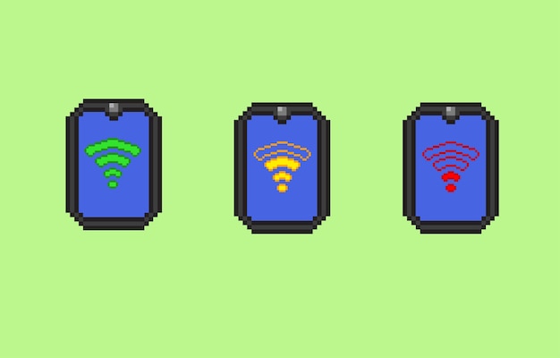 Foto wifi signa en teléfono con estilo pixel art