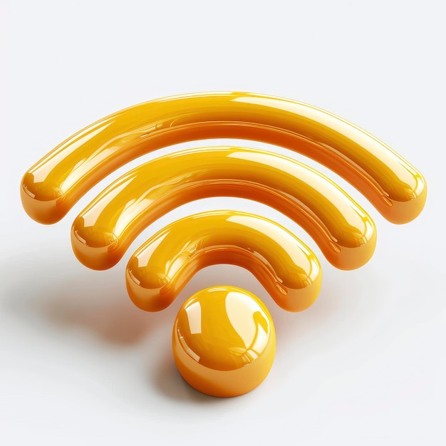 Wifi-Symbol Gelbes Goldes Symbol 3D-Illustration