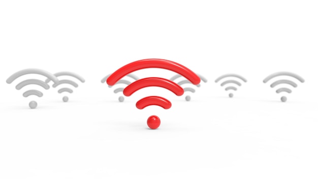 Wifi-Symbol isoliert auf weißem Hintergrund 3D-Rendering