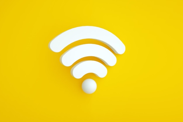 Wifi-Symbol über gelbem Hintergrund 3D-Rendering