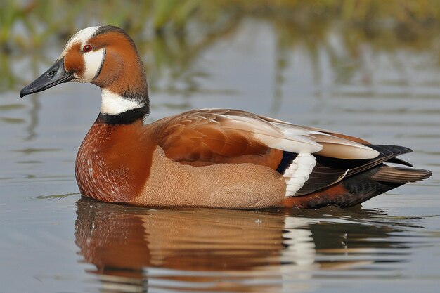 Un wigeon eurasiático en un estanque reflectante