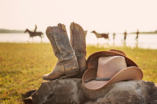 Wild West retro sombrero y botas vaqueras