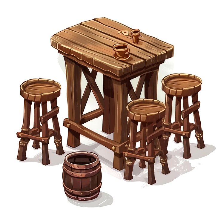 Foto wild west saloon table set com ilustração rustic brown e brass móveis acessos do jogo