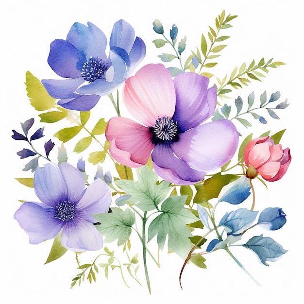 Wildblumen-Clipart der Aquarellmalerei